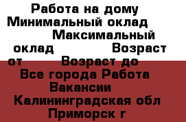 Работа на дому › Минимальный оклад ­ 15 000 › Максимальный оклад ­ 45 000 › Возраст от ­ 18 › Возраст до ­ 50 - Все города Работа » Вакансии   . Калининградская обл.,Приморск г.